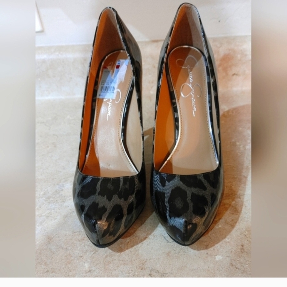 Jessica Simpson Black Leopard Heels